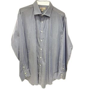 Jack Stone by Thomas Dean 100% Cotton Blue/White Button Down Shirt - Size XXL